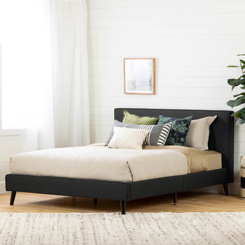 Gravity Complete Upholstered Bed, Charcoal Gray. Picture 1
