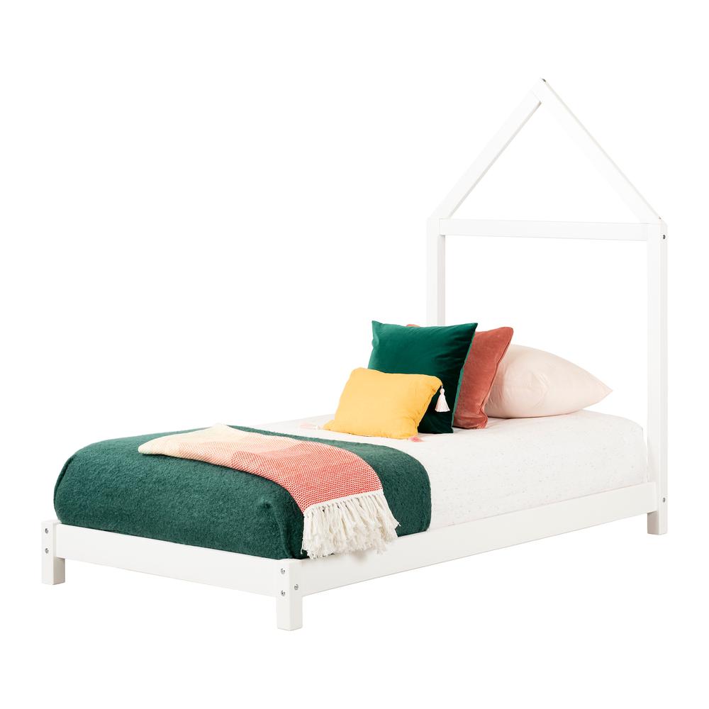 Sweedi Bed with House Frame Headboard, Pure White. Picture 2