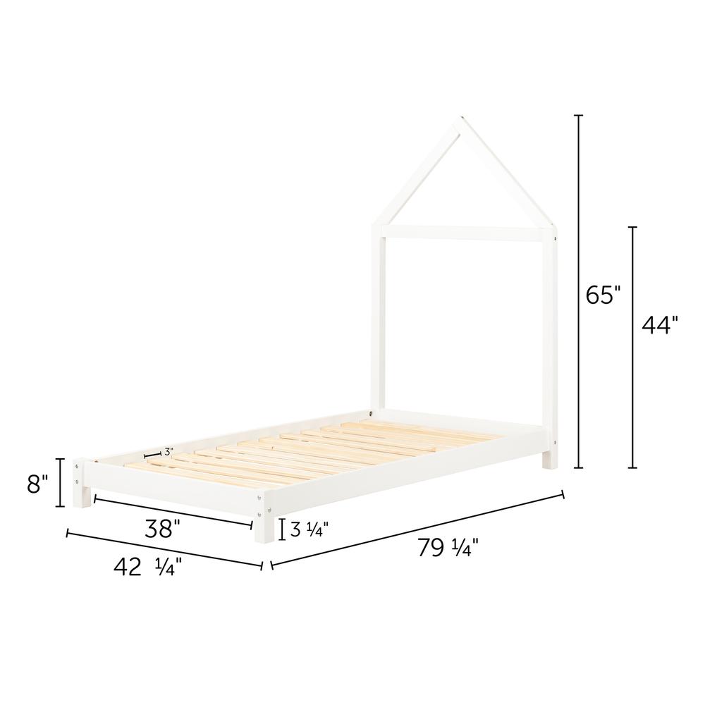 Sweedi Bed with House Frame Headboard, Pure White. Picture 4
