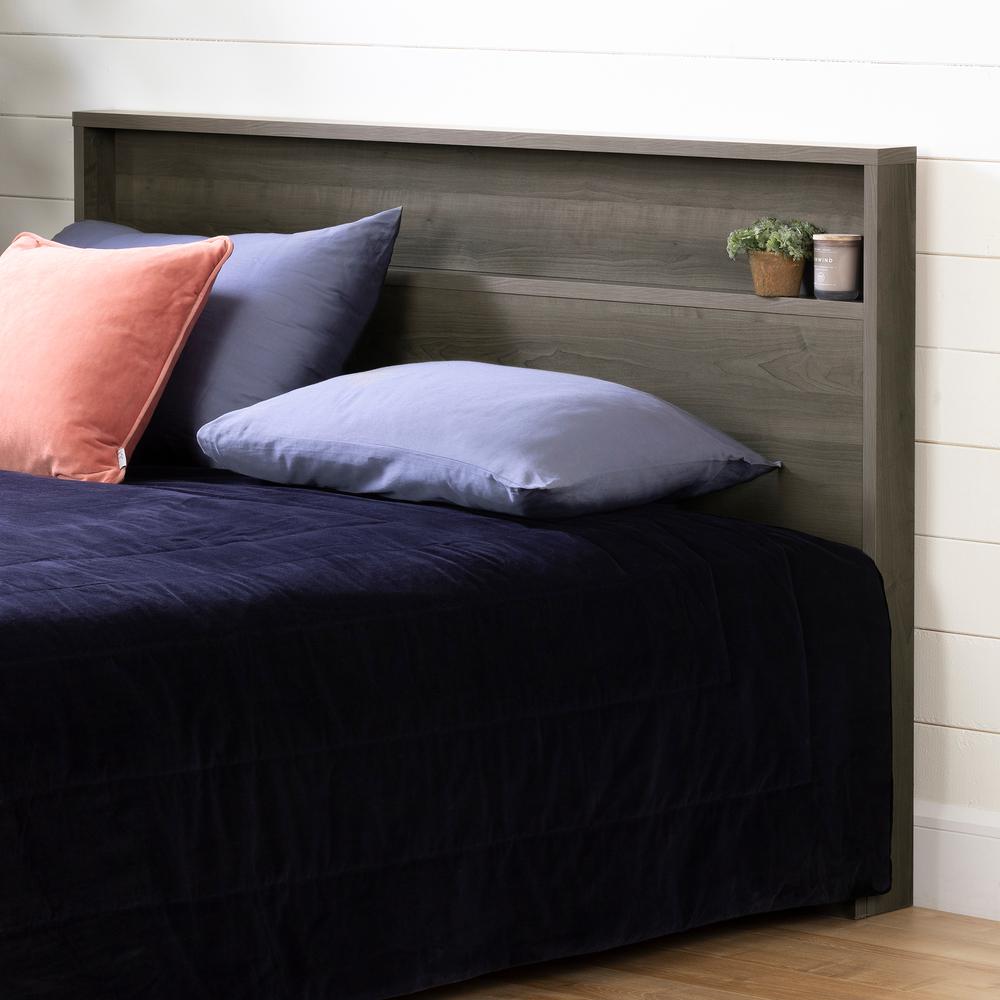 Gravity Headboard with Shelf, Gray Maple. Picture 1