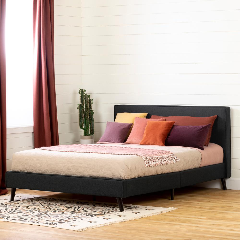 Sazena Upholstered Complete Bed, Charcoal Gray. Picture 2