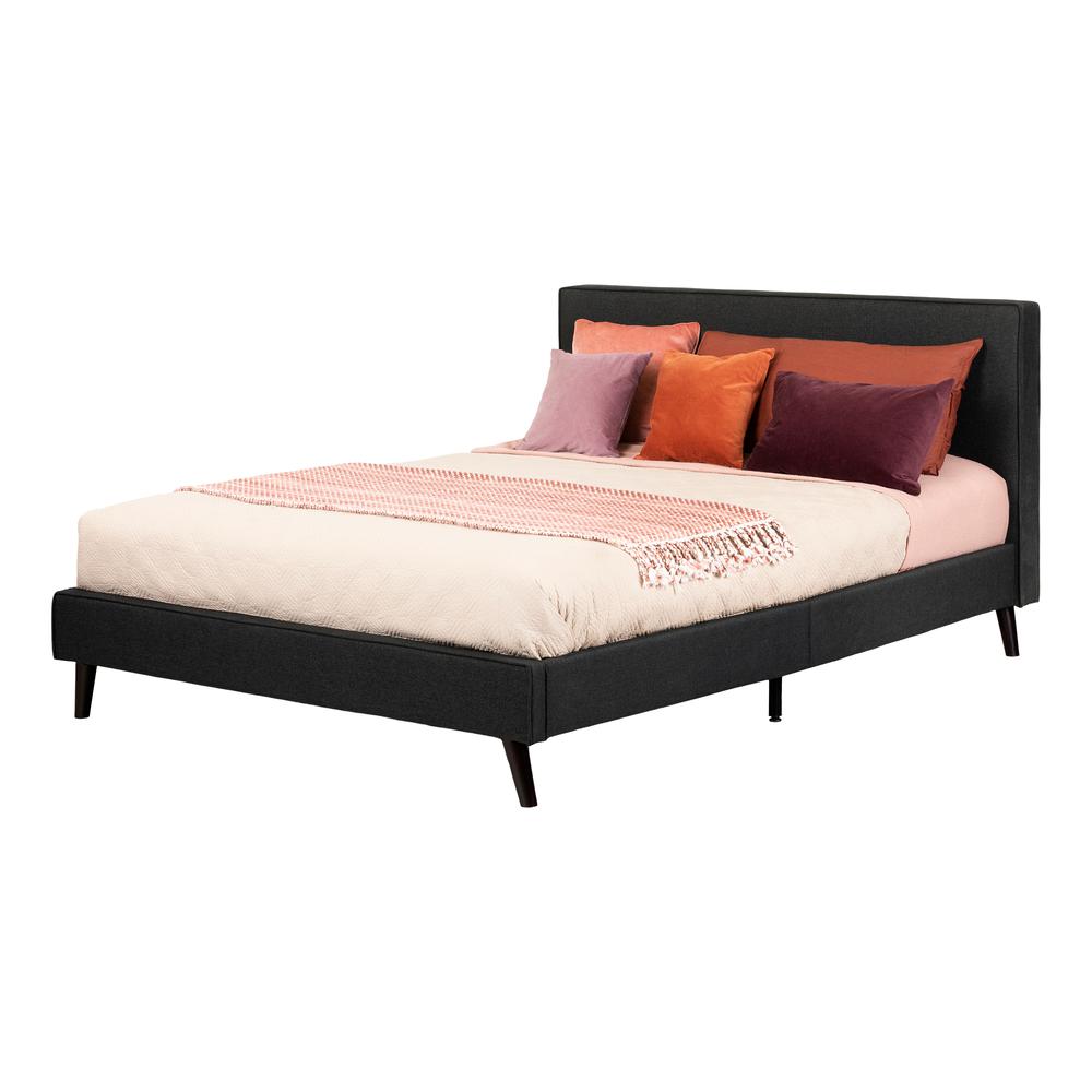 Sazena Upholstered Complete Bed, Charcoal Gray. Picture 1