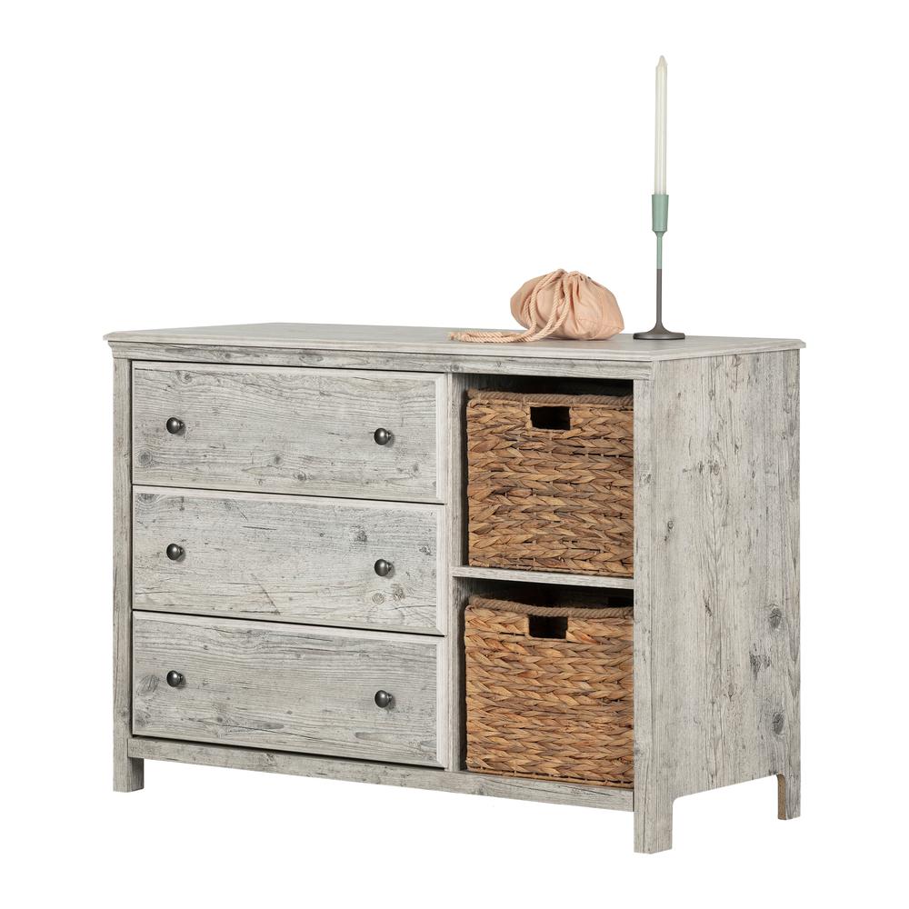 Cotton Candy 3-Drawer Dresser with Baskets, Seaside Pine. Picture 2