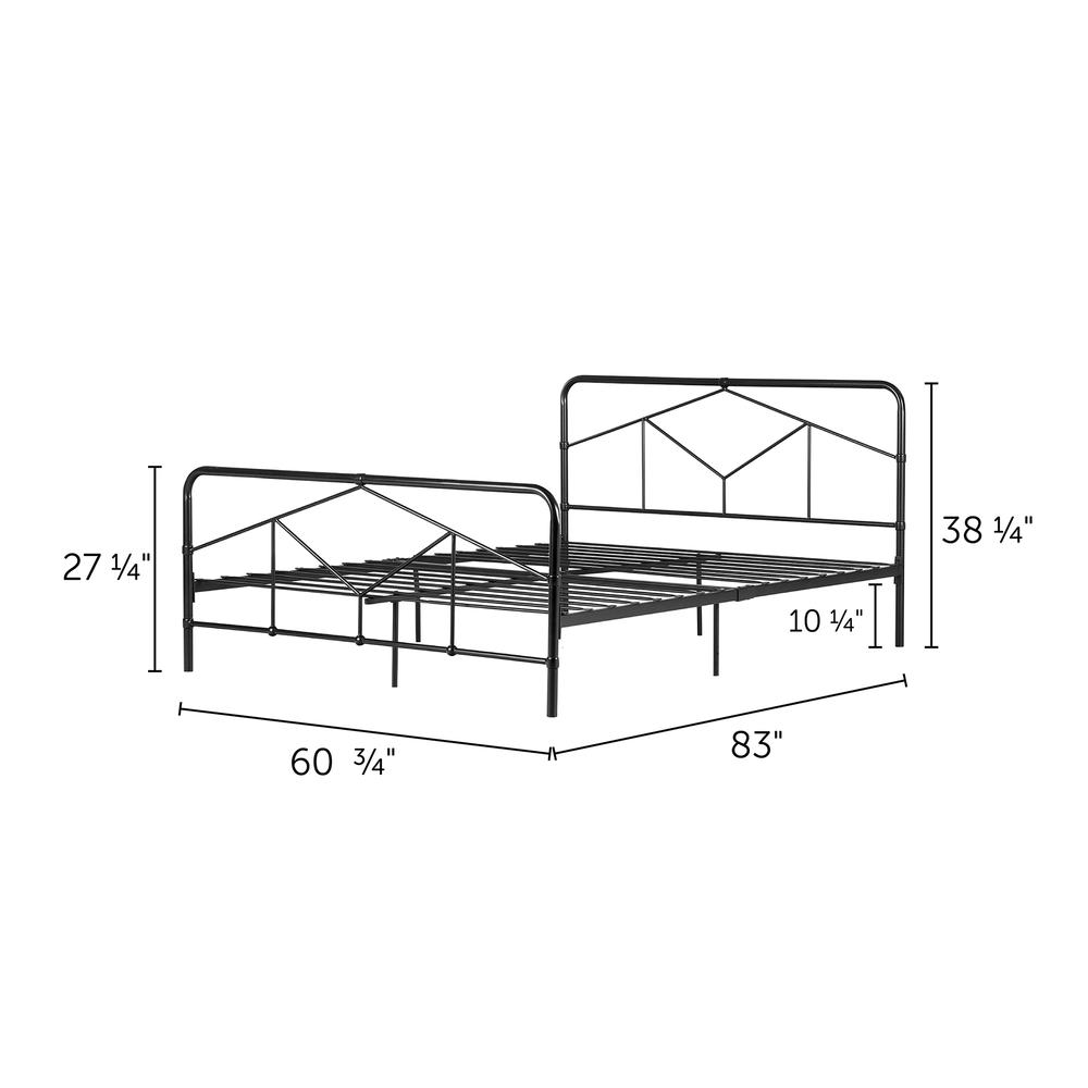 Sazena Geometric Metal Platform Bed , Matte Black, W83.07 x D60.75 x H38.35. Picture 2