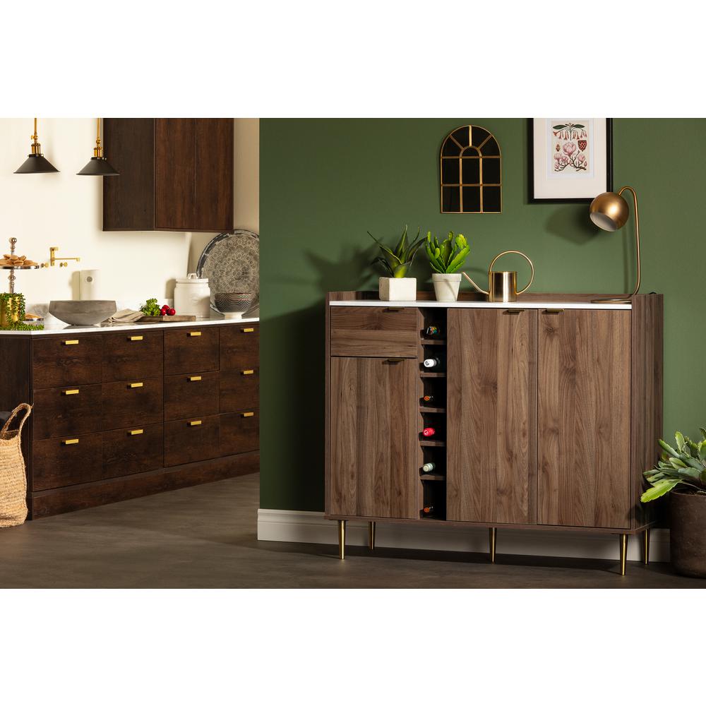 Hype Buffet with Storage, Natural Walnut and Faux Carrara Marble, W48.25 x D16.5 x H40.75. Picture 3