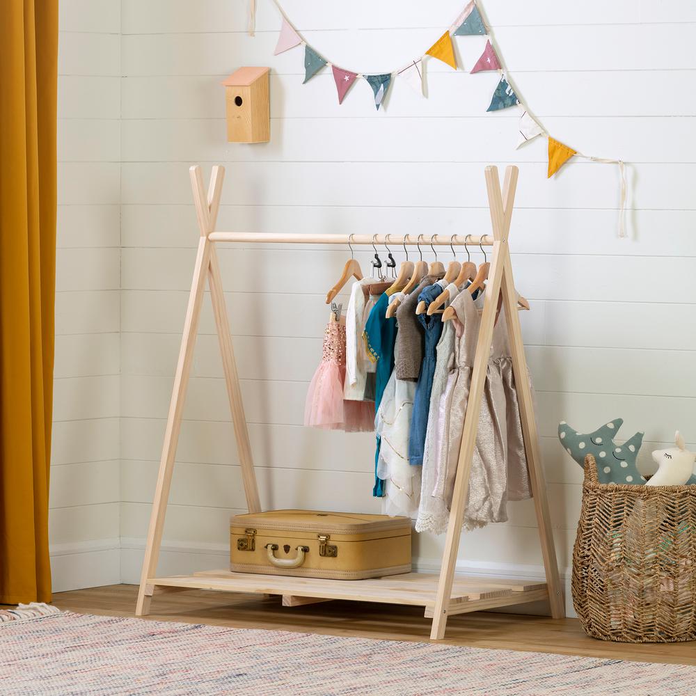 Sweedi Natural Pine Scandinavian Clothes Rack for Kids. Picture 3