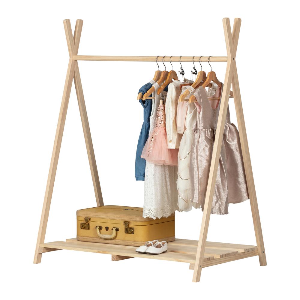 Sweedi Natural Pine Scandinavian Clothes Rack for Kids. Picture 1
