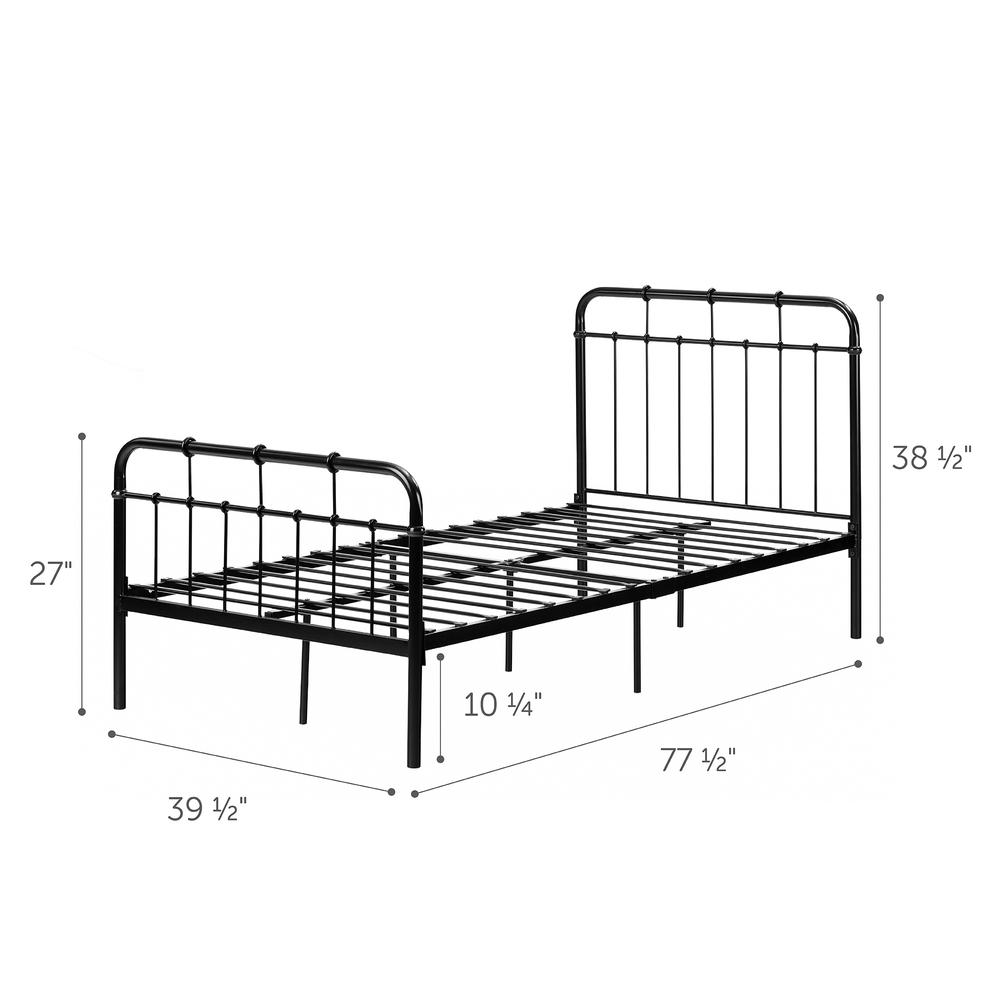 Hankel Metal Platform Bed with Headboard and Footboard, Black, W39.75 x D78 x H38.5. Picture 4