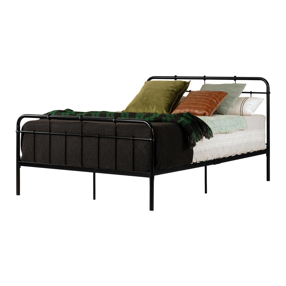 Hankel Metal Platform Bed with Headboard and Footboard, Black, W55.75 x D78 x H38.5. Picture 2