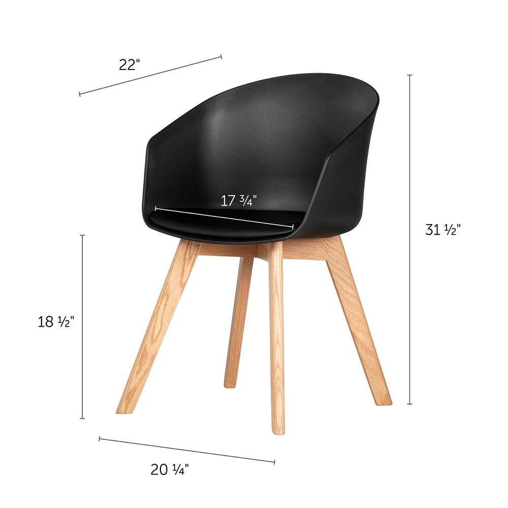 Flam Chair with Wooden Legs, Black. Picture 3