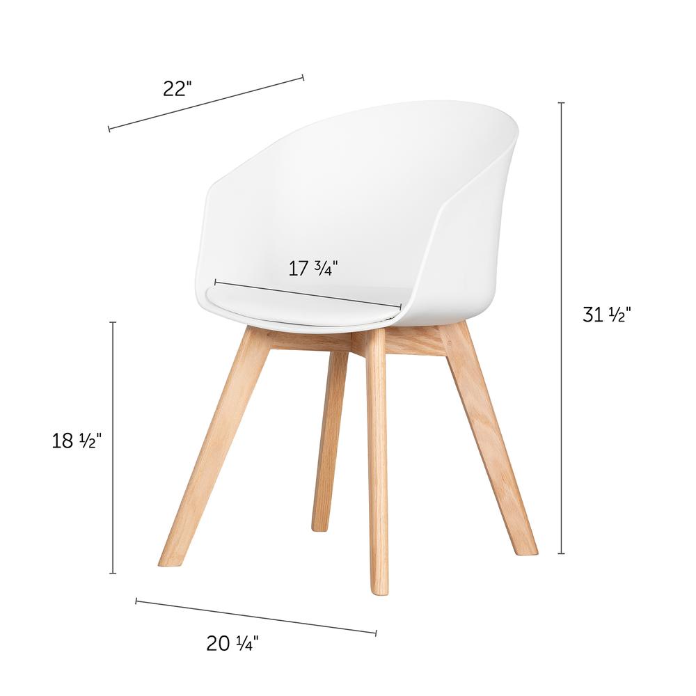 Flam Chair with Wooden Legs, White. Picture 3