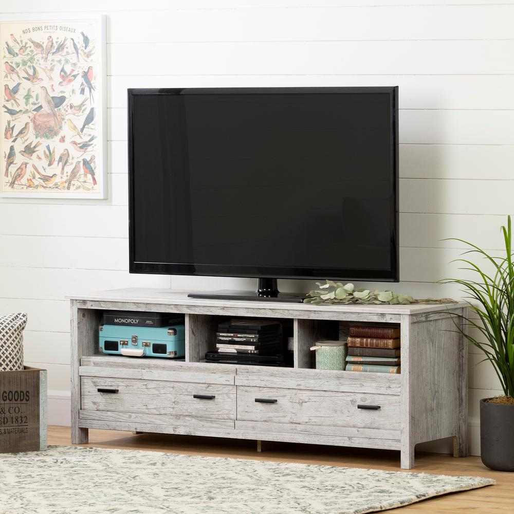 Exhibit TV Stand for TVs up to 60'', Seaside Pine. Picture 1