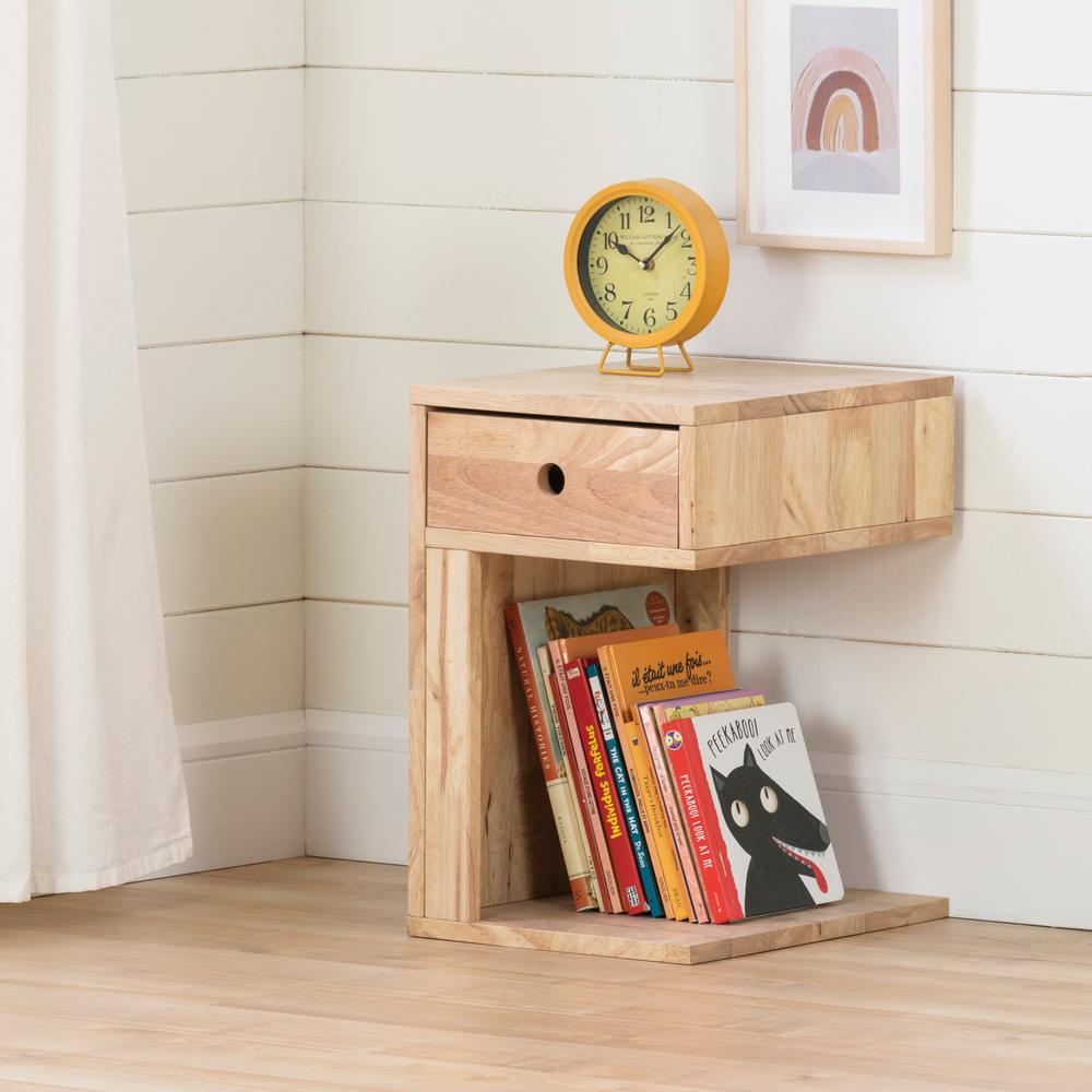 Sweedi Solid Wood 1-Drawer Nightstand, Natural Wood. Picture 1