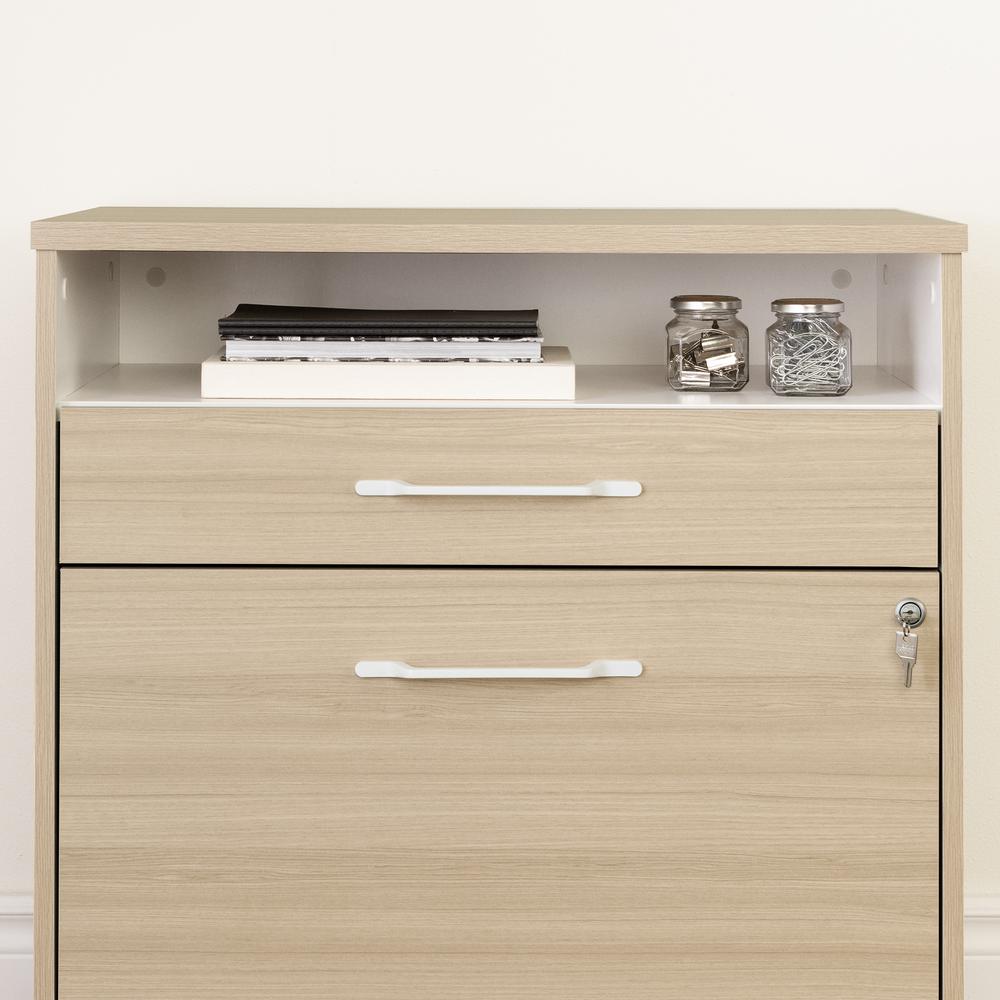 Helsy 2-Drawer File Cabinet, Soft Elm and White. Picture 3