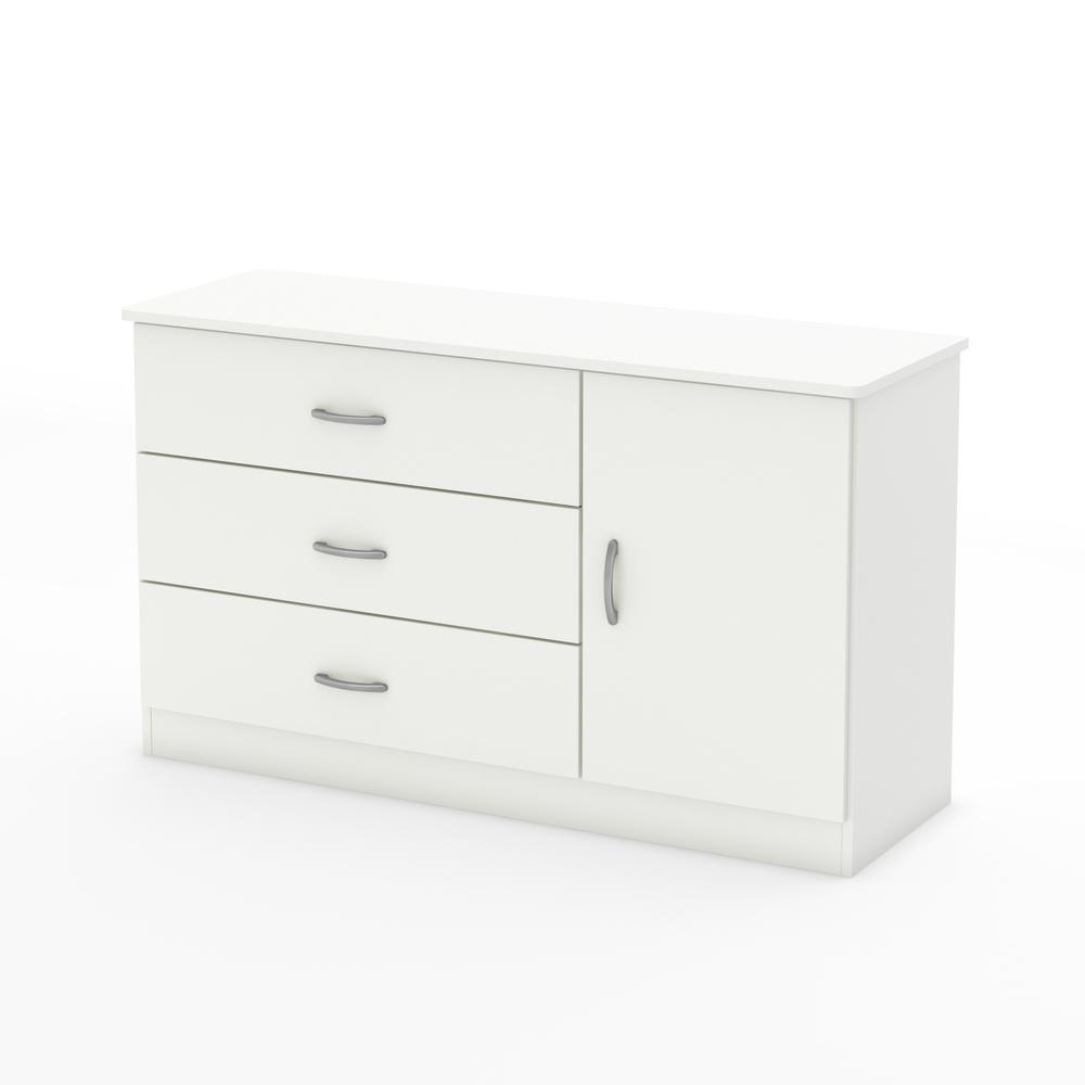South Shore Libra 3-Drawer Dresser with Door, Pure White. Picture 1