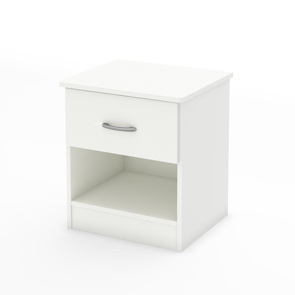 South Shore Libra 1-Drawer Nightstand, Pure White. Picture 1