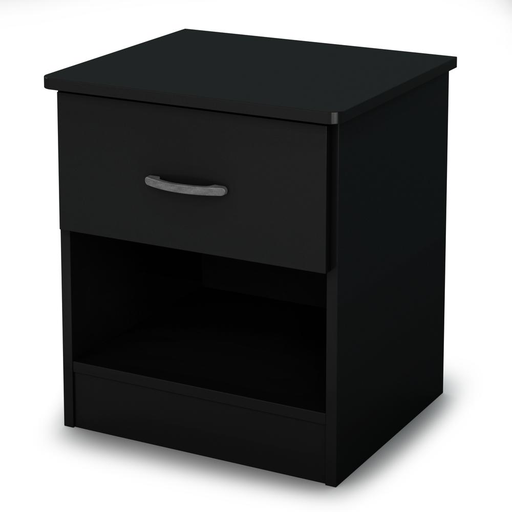 South Shore Libra 1-Drawer Nightstand, Pure Black. Picture 1