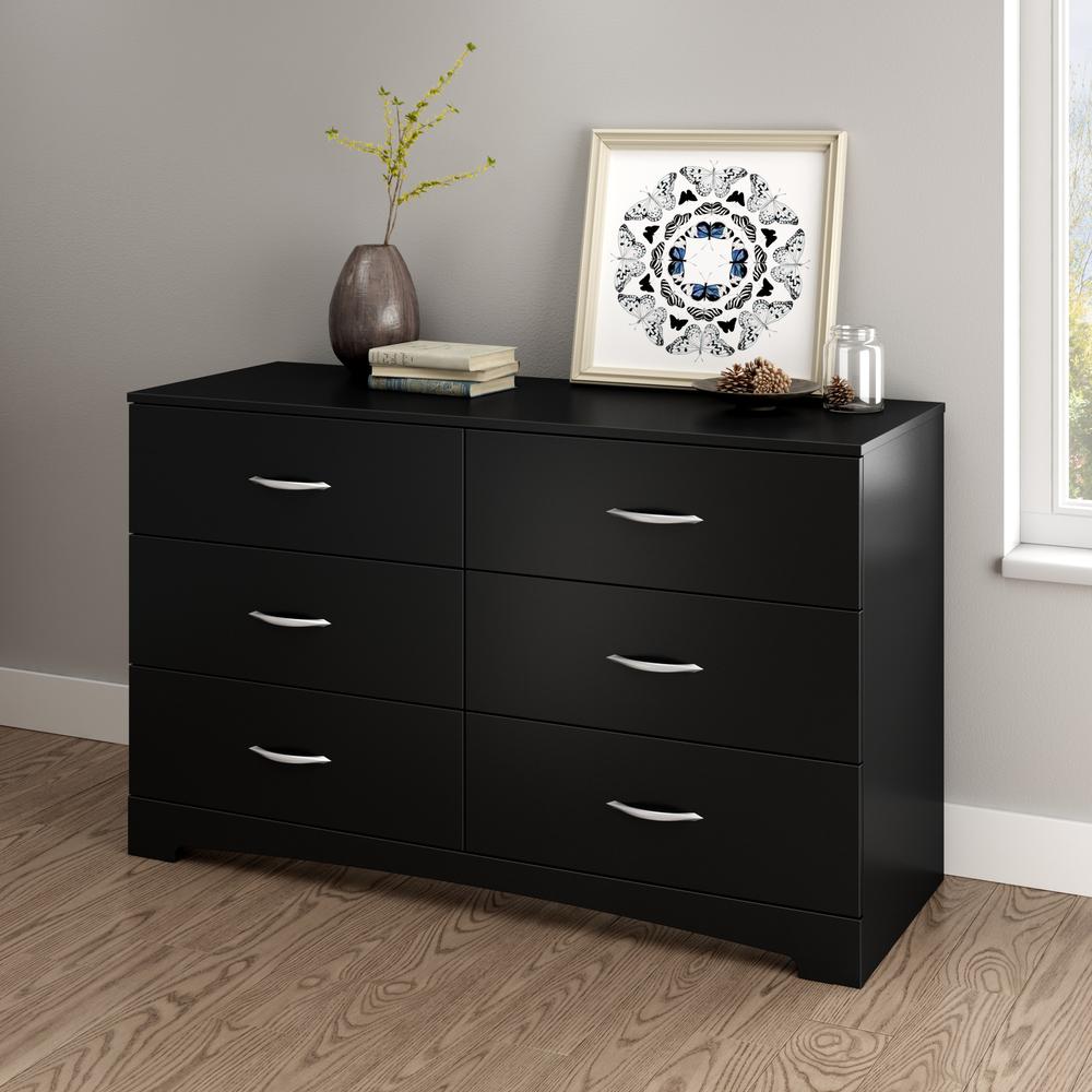 South Shore Step One 6-Drawer Double Dresser, Pure Black. Picture 6