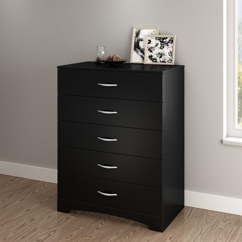 South Shore Step One 5-Drawer Chest, Pure Black. Picture 1
