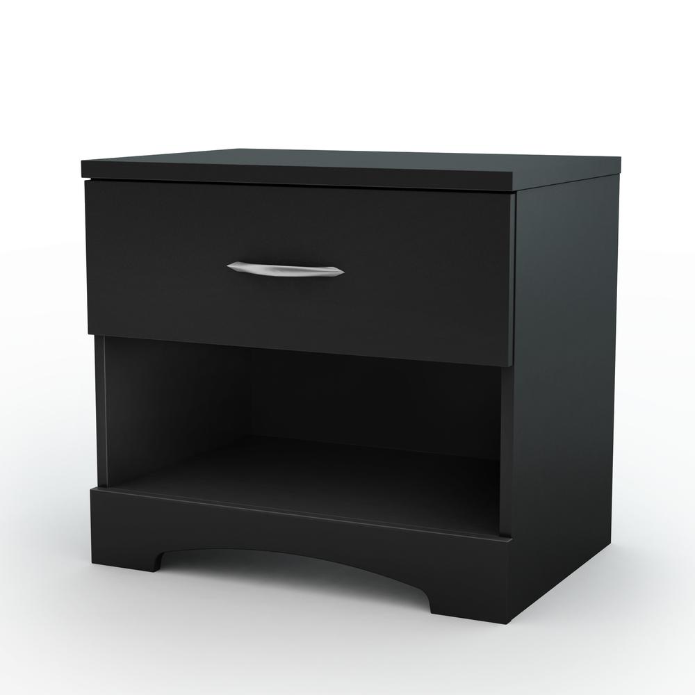 South Shore Step One 1-Drawer Nightstand, Pure Black. Picture 2