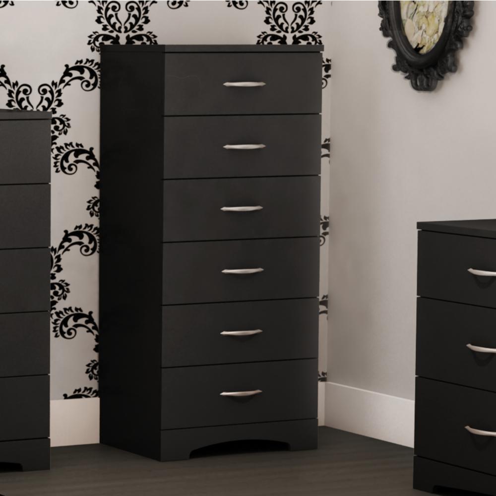 South Shore Step One 6-Drawer Chest, Pure Black. Picture 1