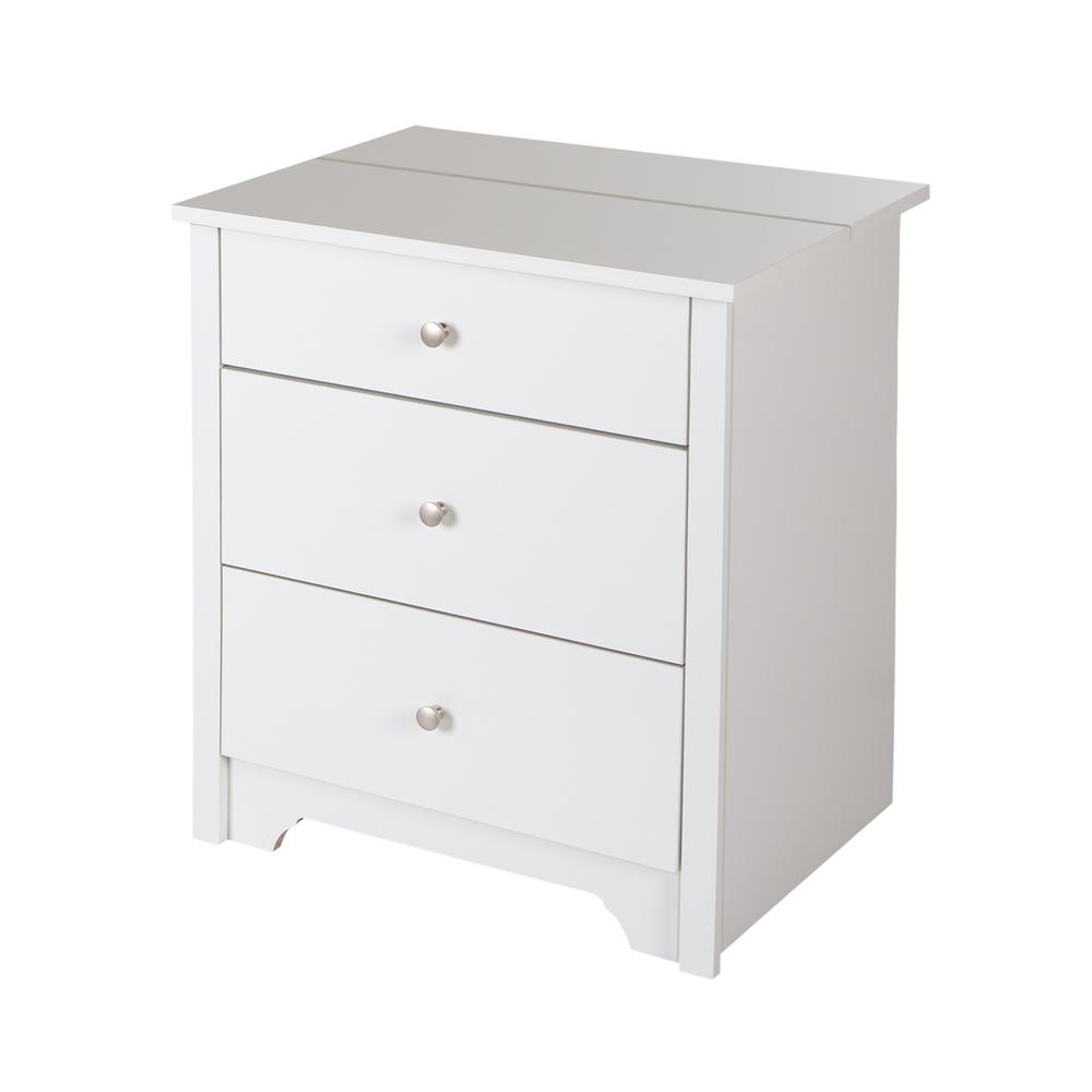 South Shore Vito Nightstand with Charging Station and Drawers, Pure White. Picture 2