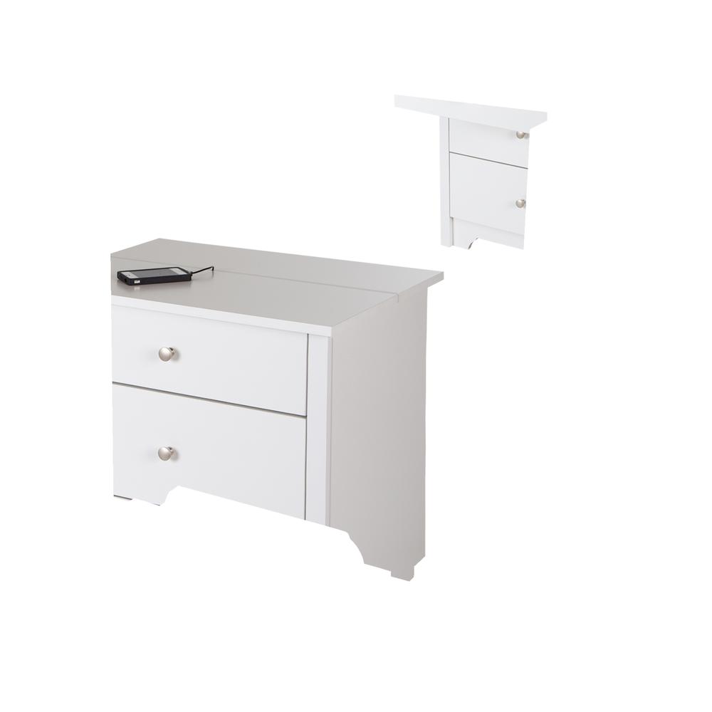 South Shore Vito Nightstand with Charging Station and Drawers, Pure White. Picture 8