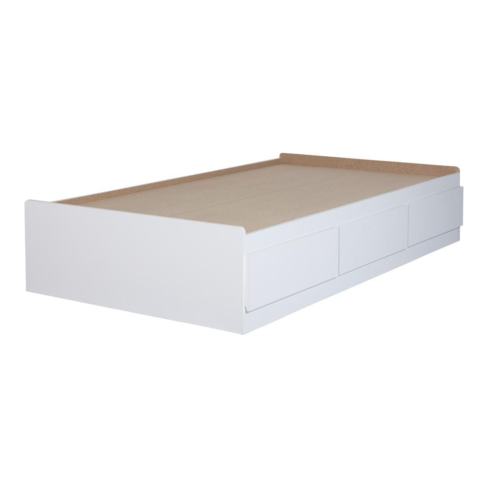 South Shore Vito Twin Mates Bed (39") with 3 Drawers, Pure White. Picture 2