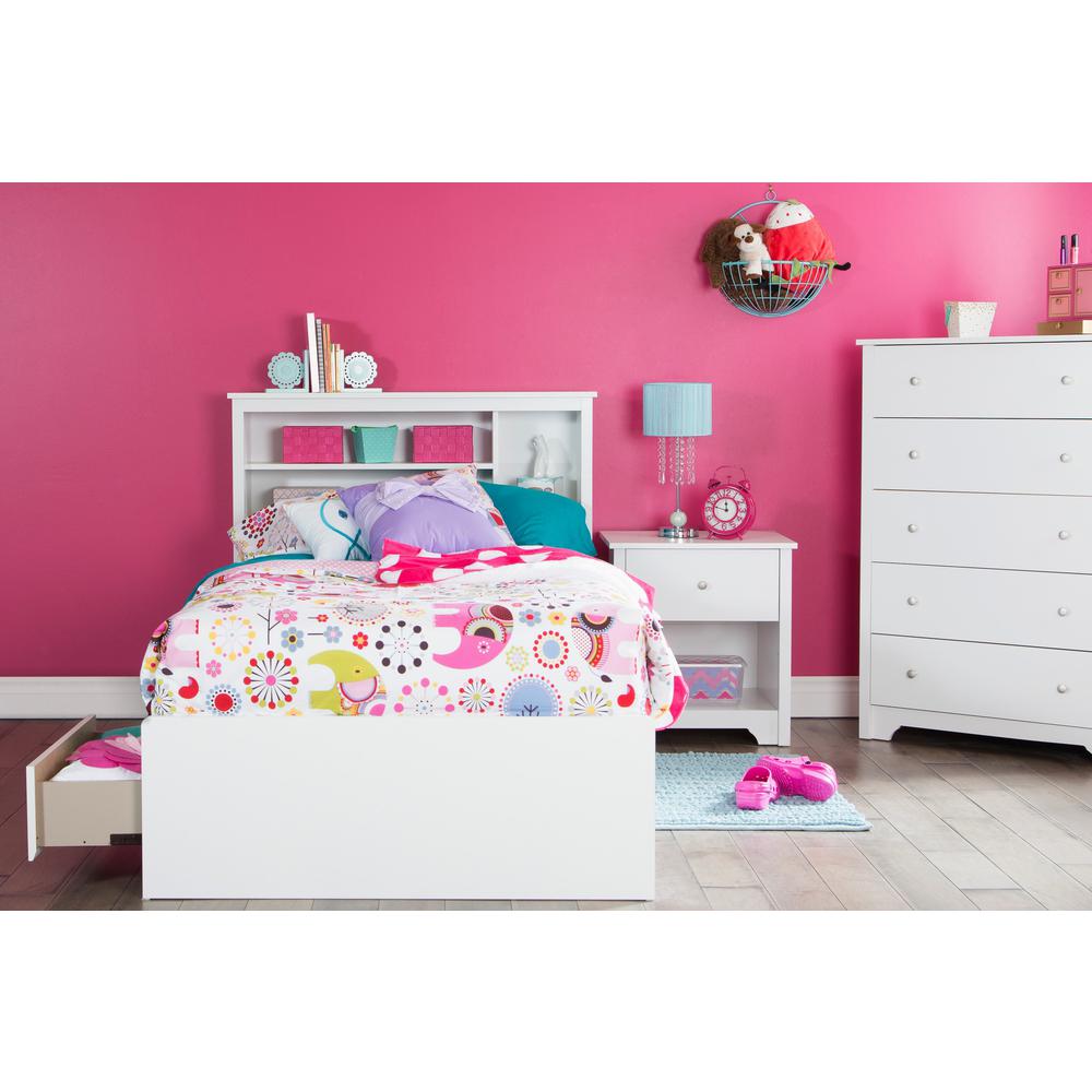 South Shore Vito Twin Mates Bed (39") with 3 Drawers, Pure White. Picture 3