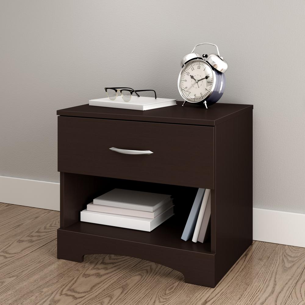 South Shore Step One 1-Drawer Nightstand, Chocolate. Picture 1