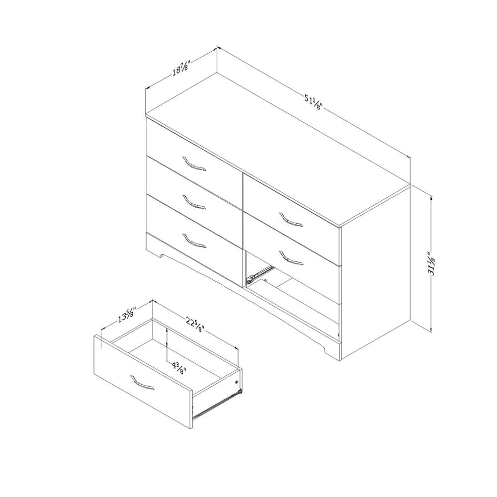 South Shore Step One 6-Drawer Double Dresser, Pure White. Picture 6