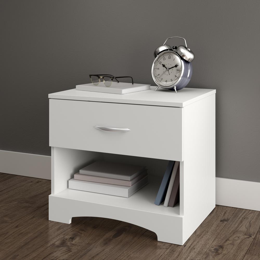 South Shore Step One 1-Drawer Nightstand, Pure White. Picture 1