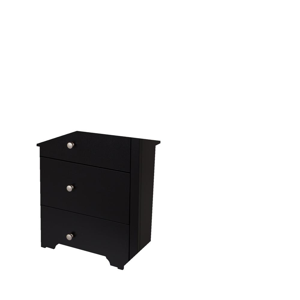South Shore Vito Nightstand with Charging Station and Drawers, Pure Black. Picture 7