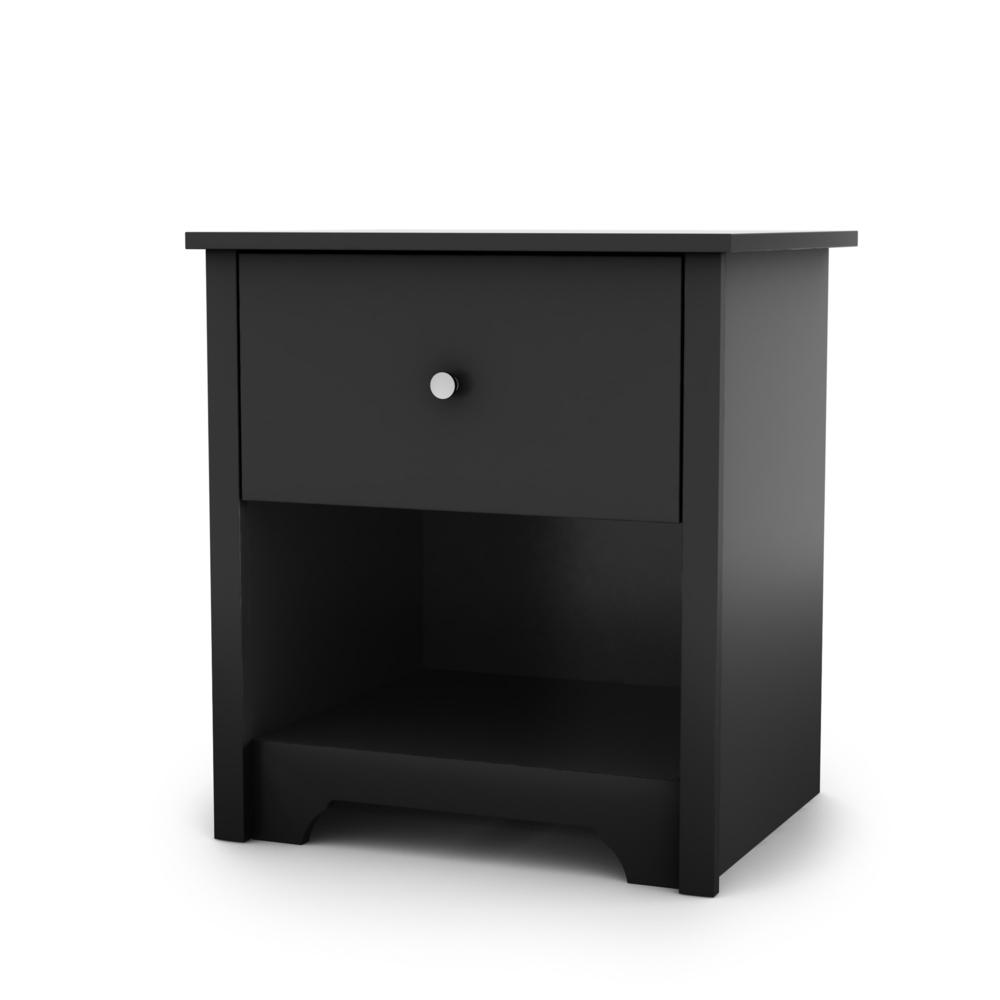 South Shore Vito 1-Drawer Nightstand, Pure Black. Picture 4
