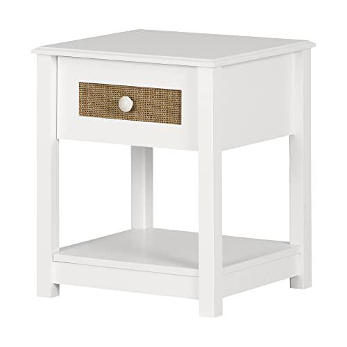Bloom 1-Drawer Nightstand, White and Faux Printed Rattan. Picture 1