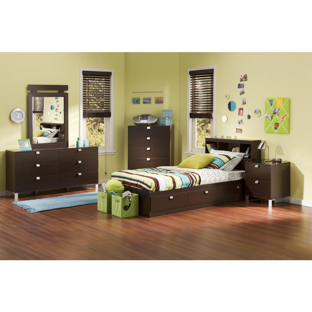 South Shore Spark Twin Mates Bed (39'') with 3 Drawers, Chocolate. Picture 1