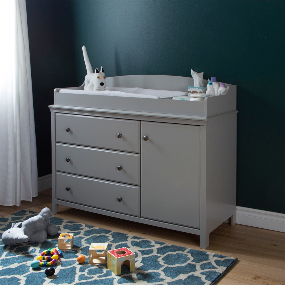 South Shore Cotton Candy Changing Table with Removable Changing Station, Soft Gray. Picture 2