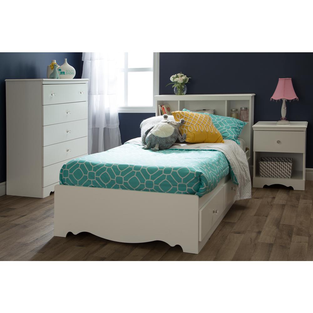 South Shore Crystal Twin Mates Bed (39'') with 3 Drawers, Pure White. Picture 3