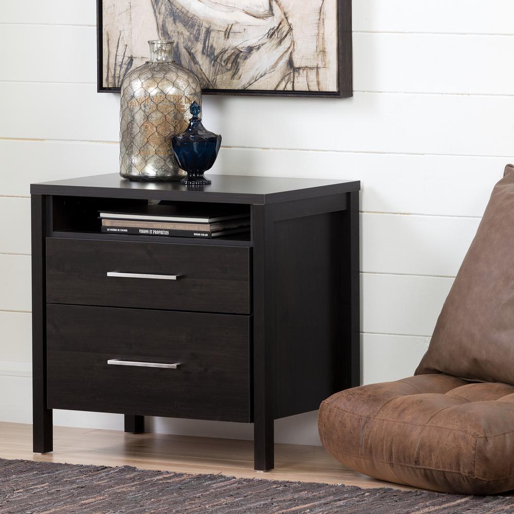 South Shore Gravity 2 Drawer Nightstand Ebony