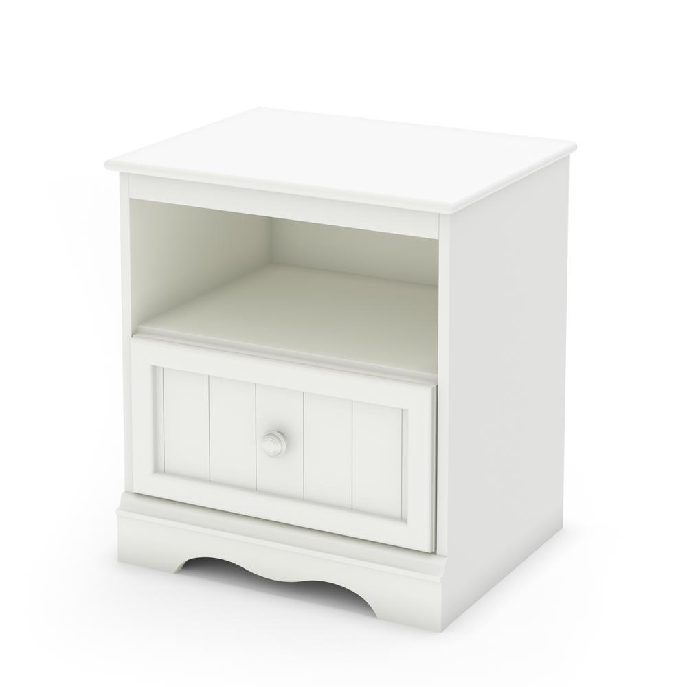South Shore Savannah 1-Drawer Nightstand, Pure White. Picture 1