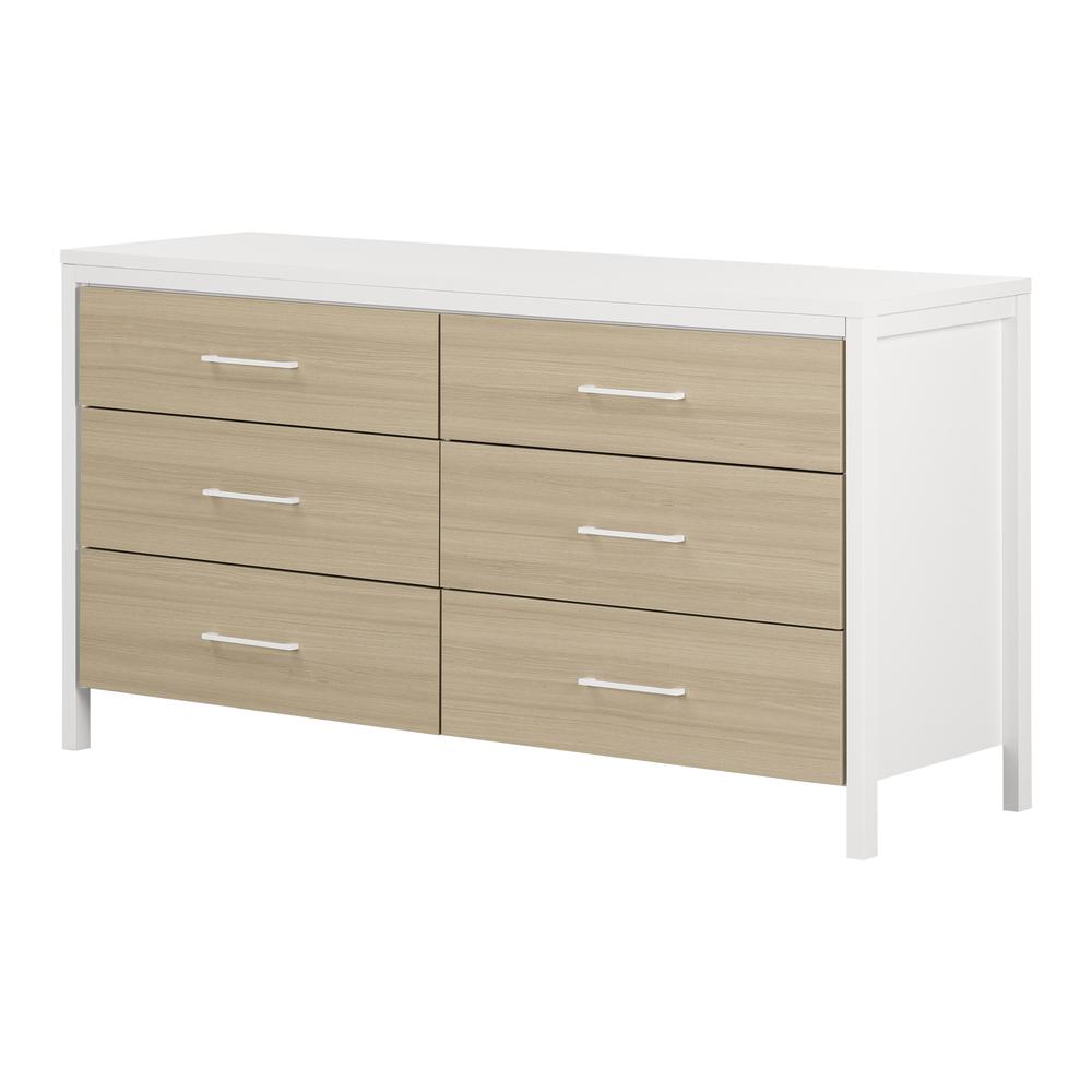Munich 6-Drawer Double Dresser, White and Soft Elm. Picture 1