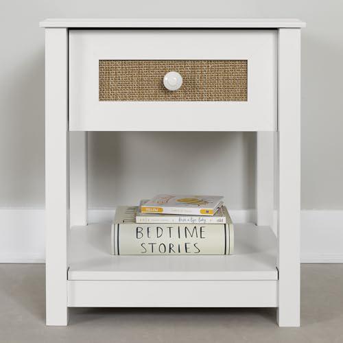 Bloom 1-Drawer Nightstand, White and Faux Printed Rattan. Picture 6