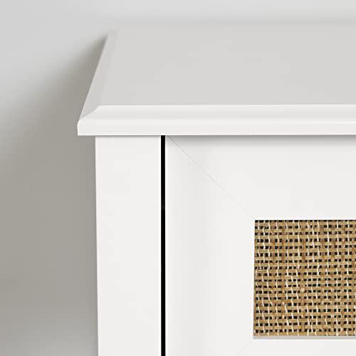 Bloom 1-Drawer Nightstand, White and Faux Printed Rattan. Picture 8