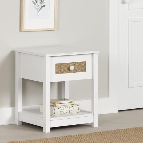 Bloom 1-Drawer Nightstand, White and Faux Printed Rattan. Picture 2