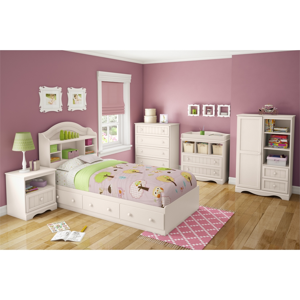 South Shore Savannah Twin Mates Bed (39'') with 3 Drawers, Pure White. Picture 4