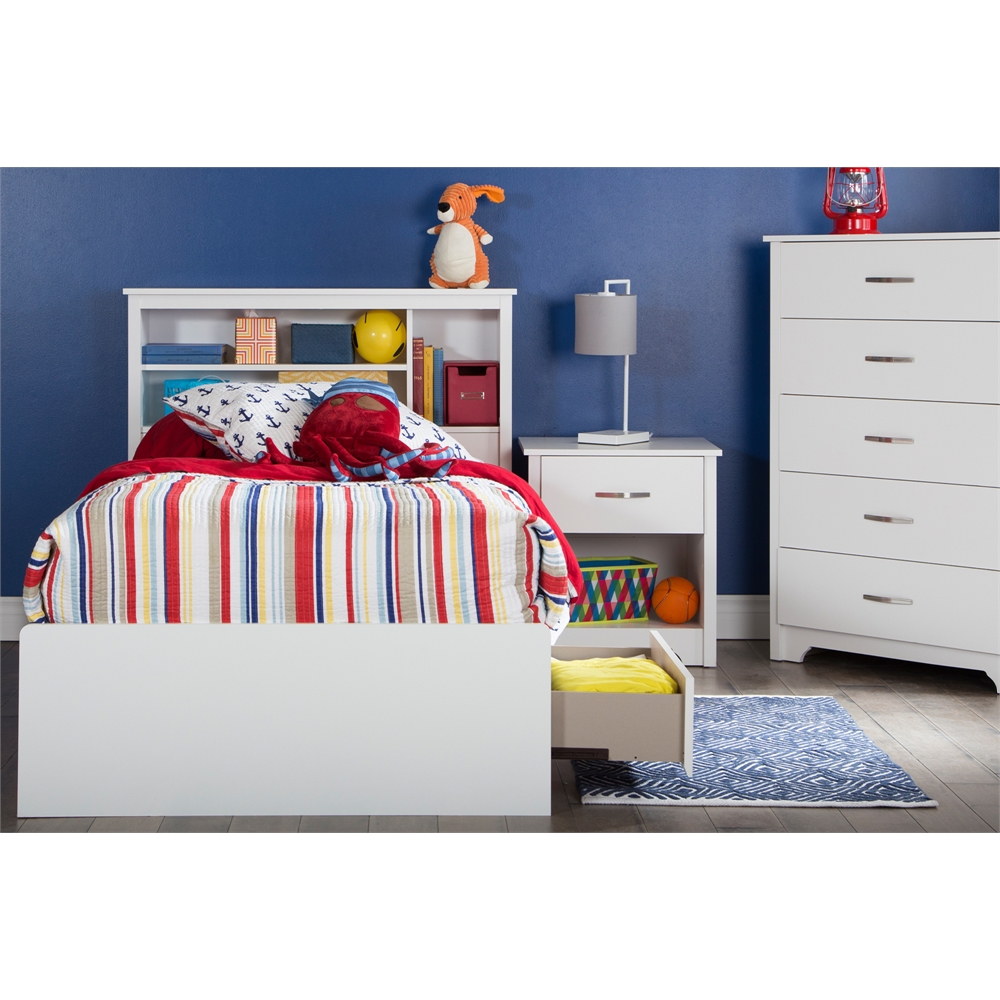 South Shore Fusion Twin Mates Bed (39") with 3 Drawers, Pure White. Picture 3