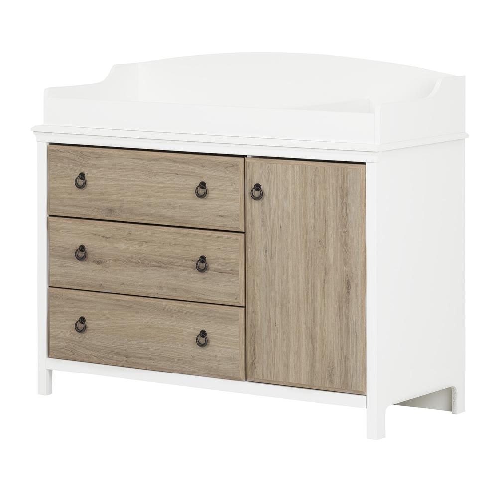 Catimini Changing Table with Station, Pure White and Rustic Oak. Picture 1