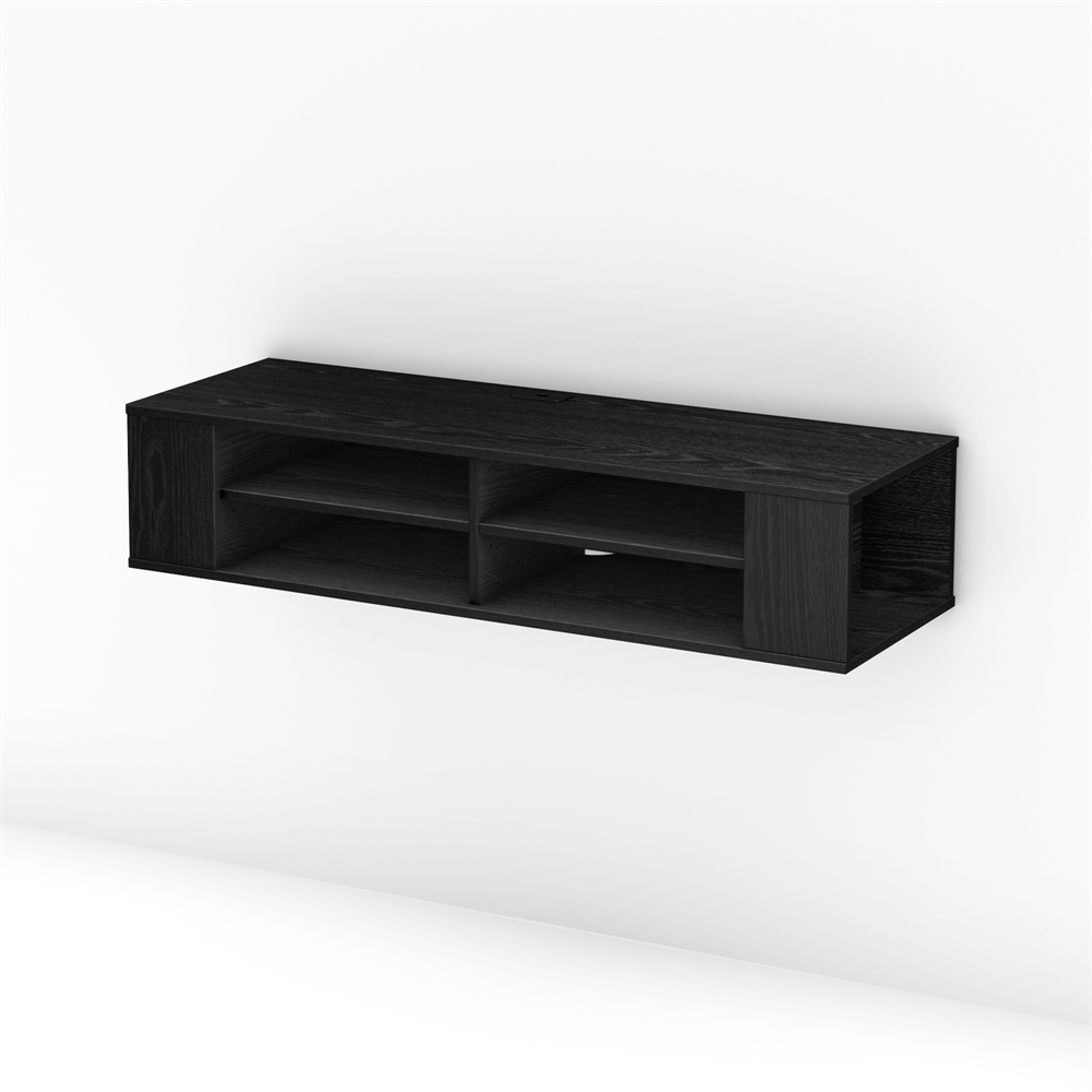 South Shore City Life Wall Mounted Media Console, Black Oak. Picture 1