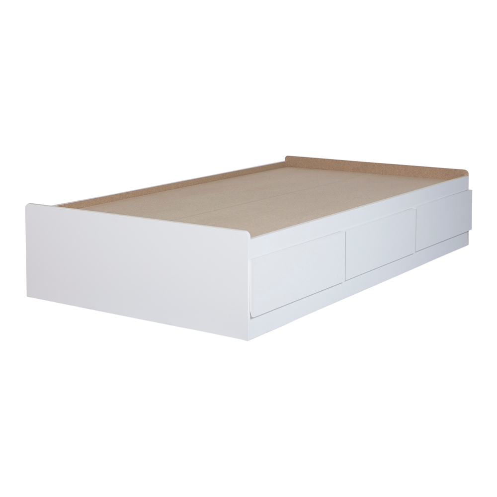 South Shore Fusion Twin Mates Bed (39") with 3 Drawers, Pure White. Picture 1