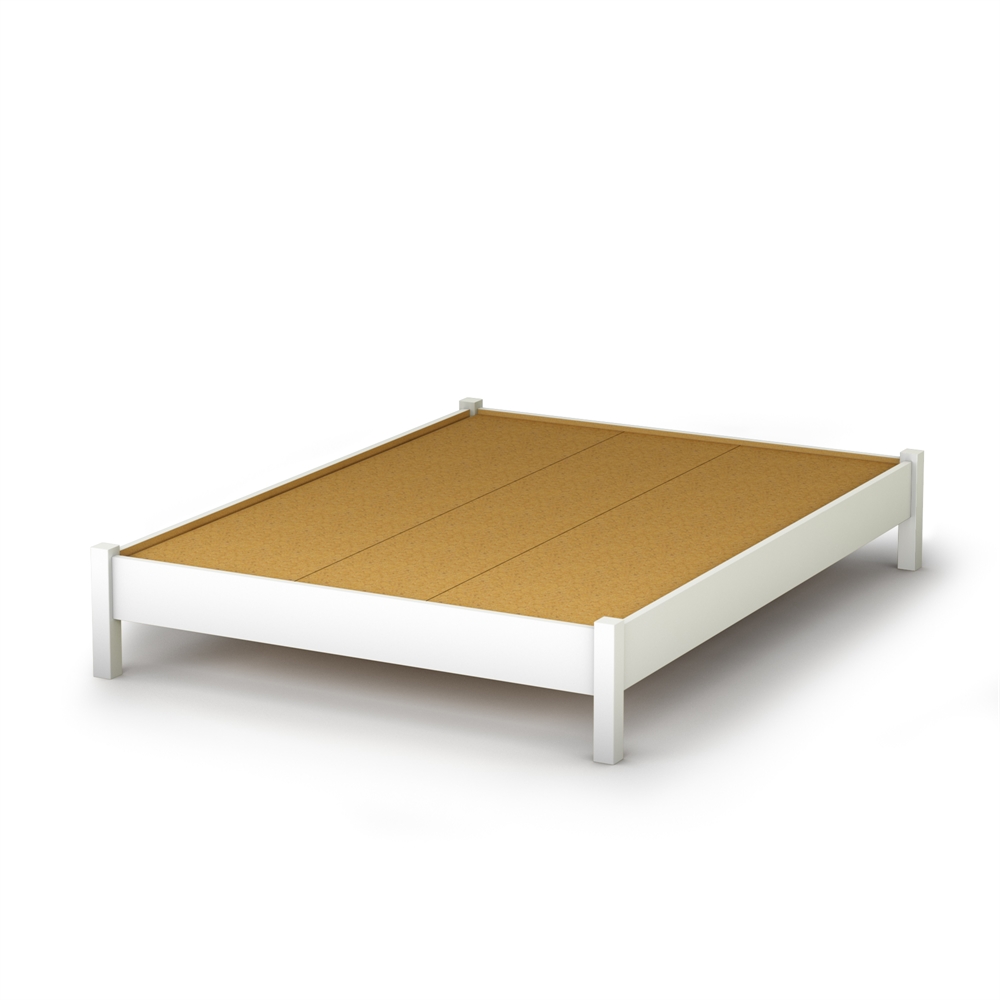 South Shore Step One Full Platform Bed (54''), Pure White. Picture 1